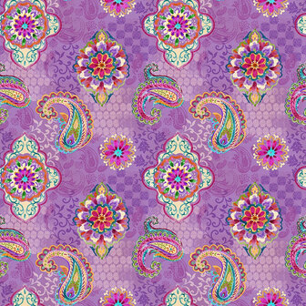 Petra, Lilac Paisley with Medallion on tonal Patchwork