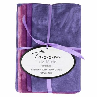 Tissu de Marie Stof katoen gewolkt bundel paars/ roze