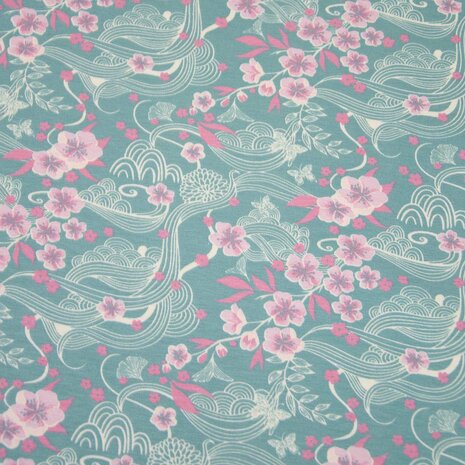 Jersey Viscose print Sakura Butterfly