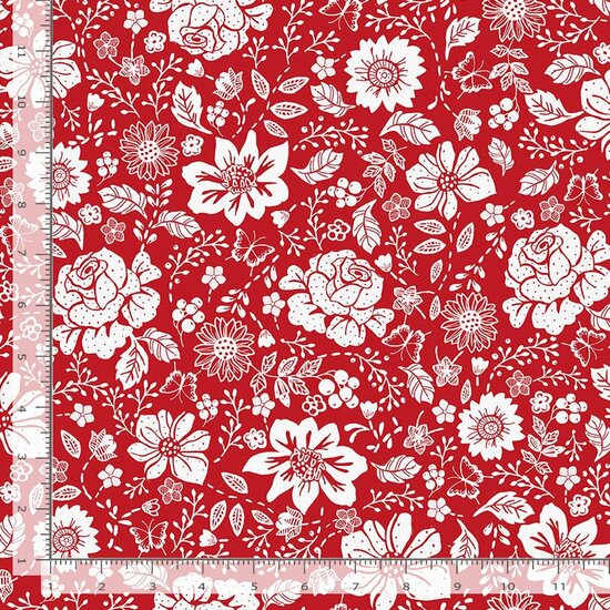 Large Redwork Floral CD3101 Red