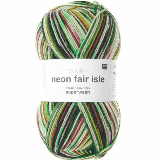 Socks Neon Fair Isle Forest